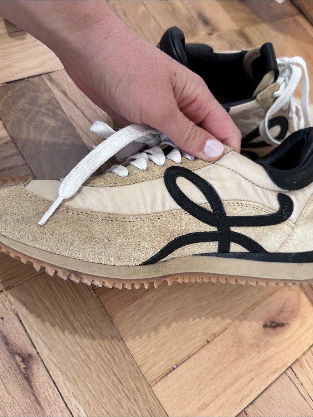 Loewe flow Runner sneakers Cream and Black Women's Suede & Nylon Sneakers